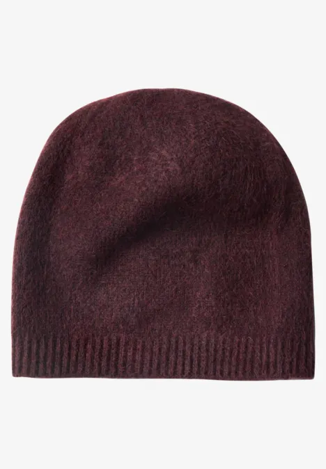 Feinstrick Beanie in Unifarbe rustic rouge mel.