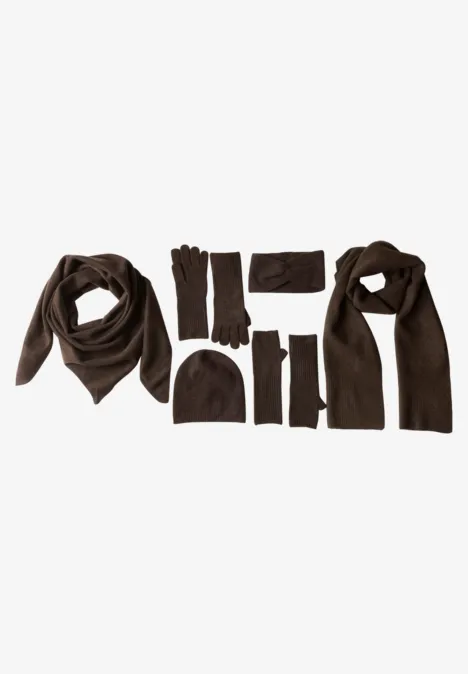 Fijngebreide muts in effen kleur auburn brown mel.