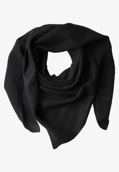 Fijn gebreide driehoekige sjaal in effen kleur Black Fijn gebreide driehoekige sjaal in effen kleur Black