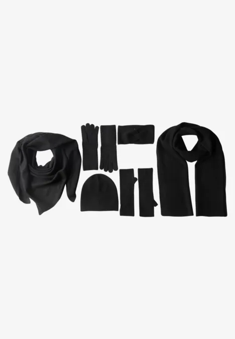 Fijn gebreide driehoekige sjaal in effen kleur Black Fijn gebreide driehoekige sjaal in effen kleur Black