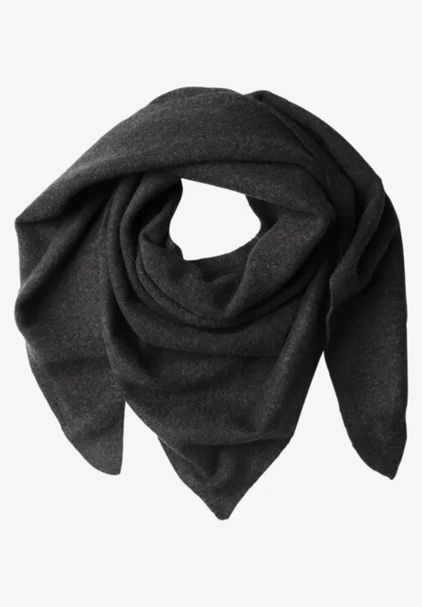 Fijngebreide driehoekige sjaal in effen kleur anthracite melange Fijngebreide driehoekige sjaal in effen kleur anthracite melange