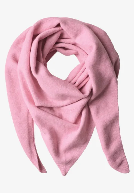 Fijn gebreide driehoekige sjaal in effen kleur vintage blush mel.