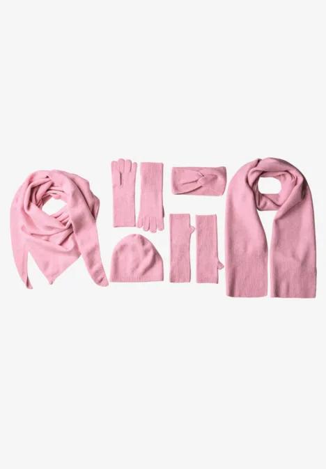 Fijn gebreide driehoekige sjaal in effen kleur vintage blush mel.