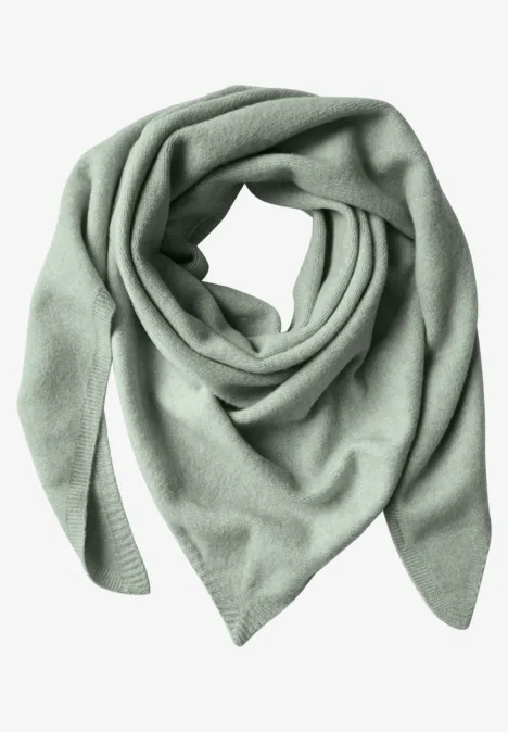 Fijn gebreide driehoekige sjaal in effen kleur eucalyptus green mel. Fijn gebreide driehoekige sjaal in effen kleur eucalyptus green mel.