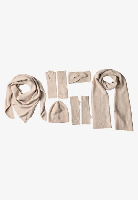 Fijngebreide armwarmers in effen kleur Soft Sand Mel.