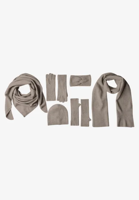 Fijngebreide armwarmers in effen kleur Sandy Mocca Mel.