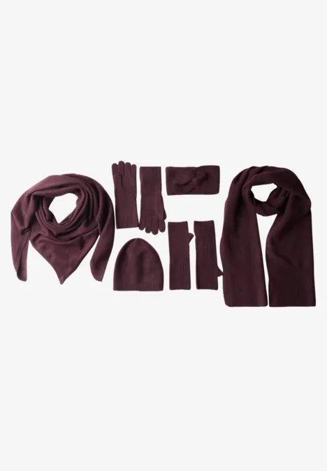 Manchettes en maille fine, couleur unie rustic rouge mel.
