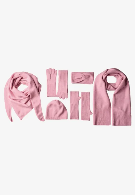 Manchettes en maille fine, couleur unie vintage blush mel.