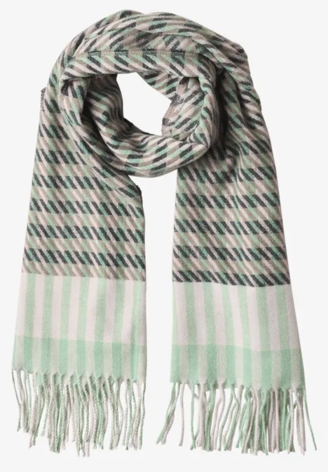 Sjaal met houndstooth-patroon Fresh Sage Sjaal met houndstooth-patroon Fresh Sage