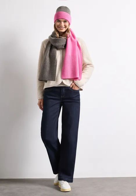 Fijngebreide sjaal in colorblock-stijl warm blush