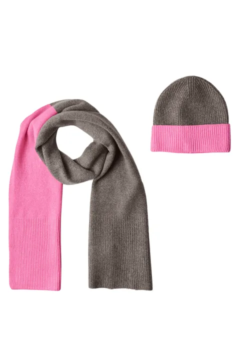 Fijngebreide sjaal in colorblock-stijl warm blush