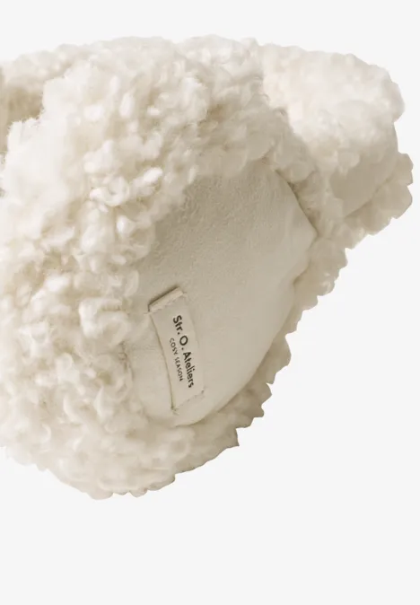 Teddy-oorwarmers met veloursdetails barley beige