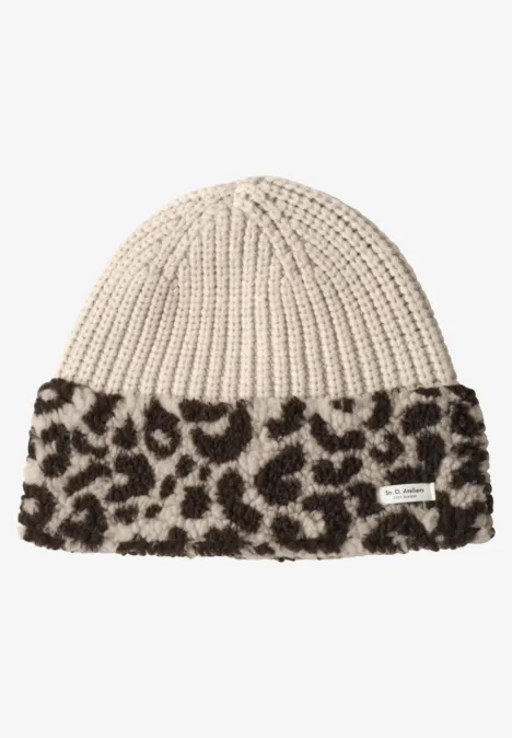 Strick Beanie mit Teddydetails barley beige mel.