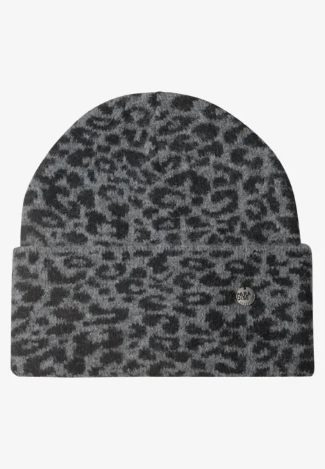 Bonnet jacquard à motif léopard Black