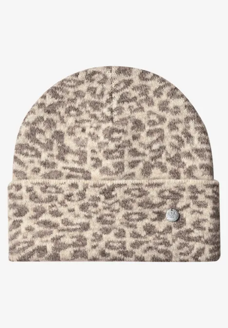 Bonnet jacquard à motif léopard barley beige mel.
