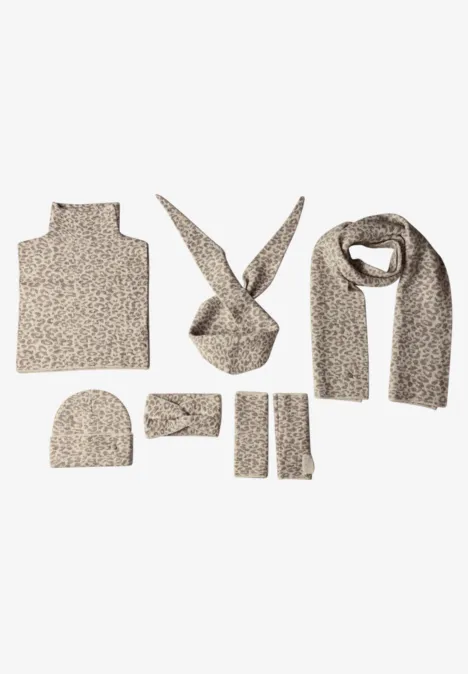 Bonnet jacquard à motif léopard barley beige mel.