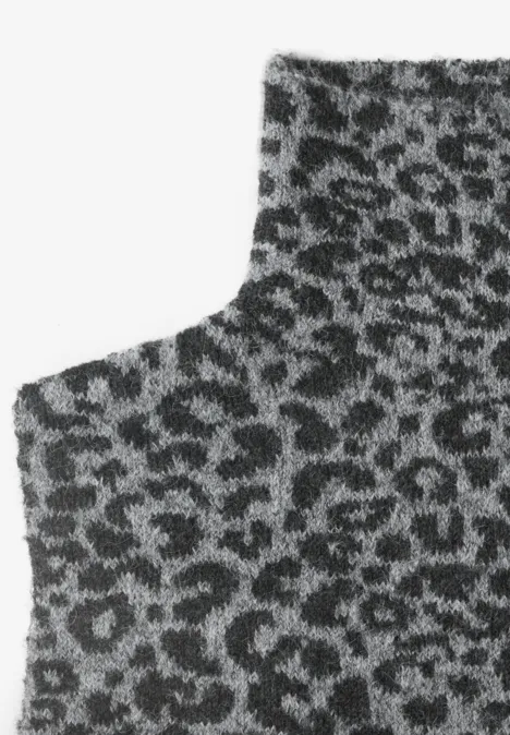 Jacquard Kragen mit Leo-Muster Black Jacquard Kragen mit Leo-Muster Black