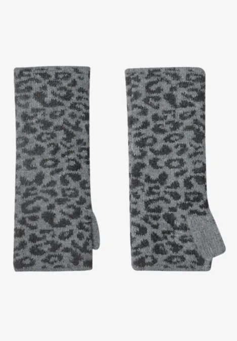Jacquard Armwärmer mit Leo-Muster Black Jacquard Armwärmer mit Leo-Muster Black