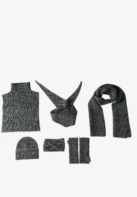 Jacquard Armwärmer mit Leo-Muster Black Jacquard Armwärmer mit Leo-Muster Black