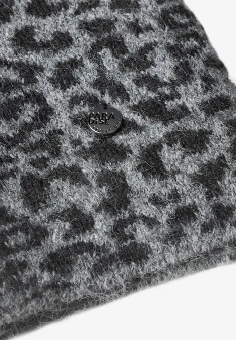 Jacquard Schal mit Leo-Muster Black