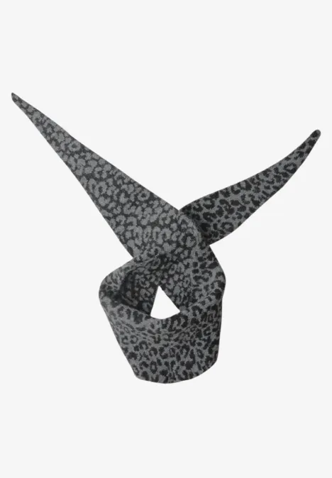 Jacquard Dreiecksschal mit Leo-Muster Black