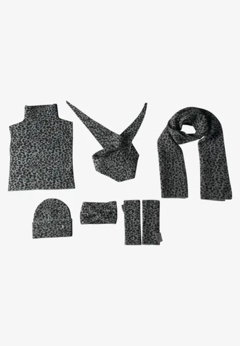Jacquard Dreiecksschal mit Leo-Muster Black