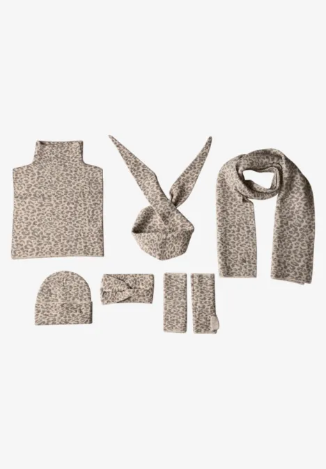 Jacquard Dreiecksschal mit Leo-Muster barley beige mel.