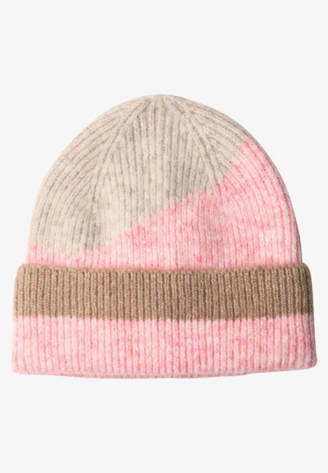 Beanie mit Colorblock-Muster warm blush mel.