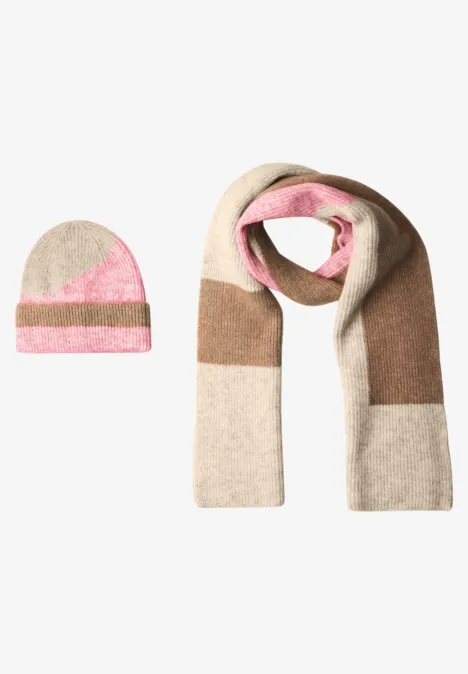 Beanie mit Colorblock-Muster warm blush mel.