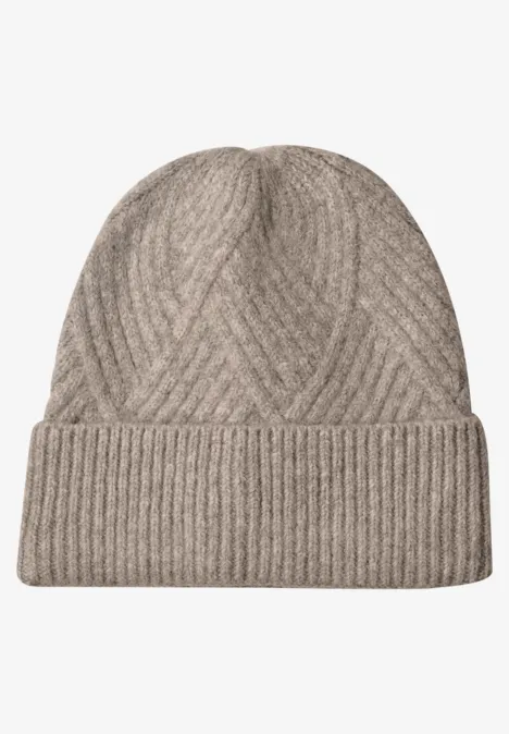 Bonnet avec motif tricoté Muddy Mocha Melange