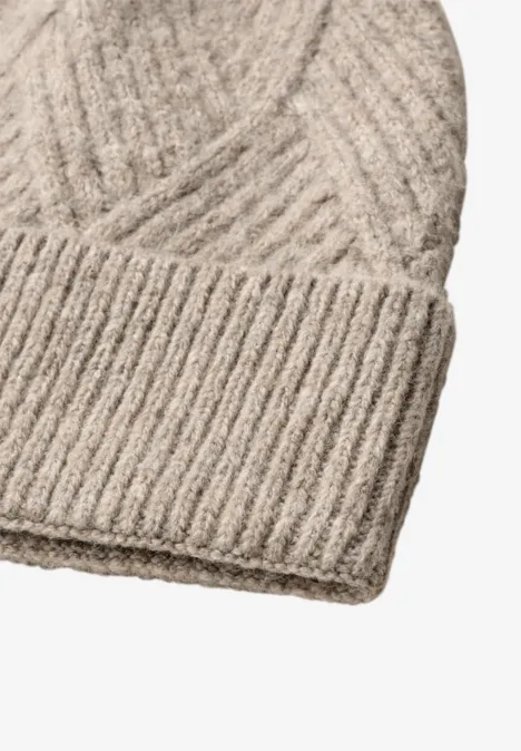 Bonnet avec motif tricoté Muddy Mocha Melange