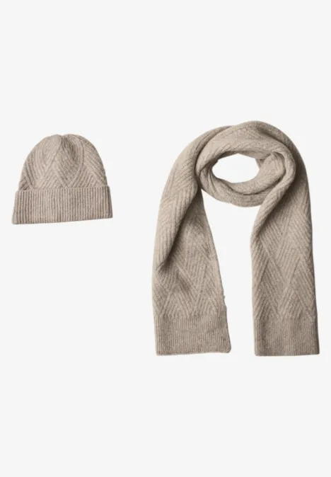Bonnet avec motif tricoté Muddy Mocha Melange