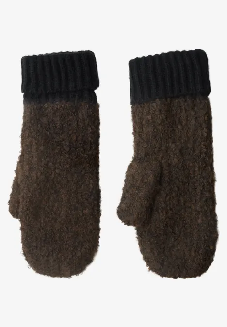 Bouclé-Mix Fäustlinge Black Bouclé-Mix Fäustlinge Black
