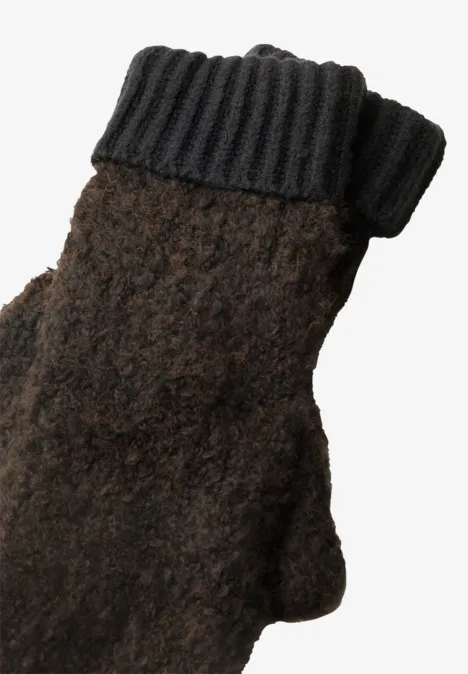 Bouclé-Mix Fäustlinge Black Bouclé-Mix Fäustlinge Black