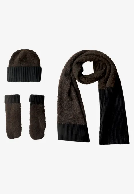 Bouclé-Mix Fäustlinge Black Bouclé-Mix Fäustlinge Black