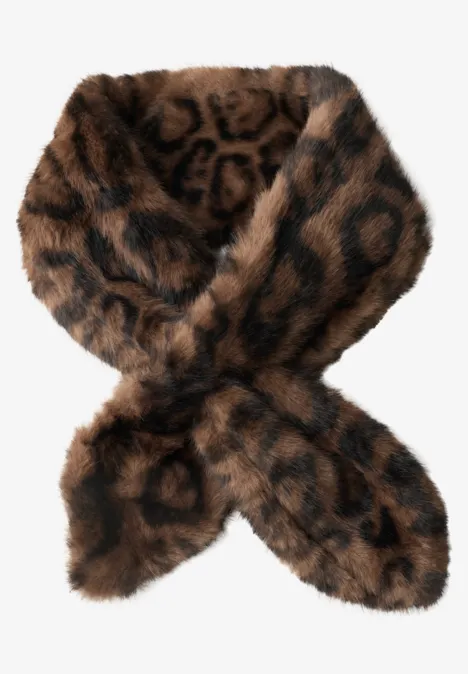 Neck-Tie aus Fake Fur mit Leomuster Black Neck-Tie aus Fake Fur mit Leomuster Black