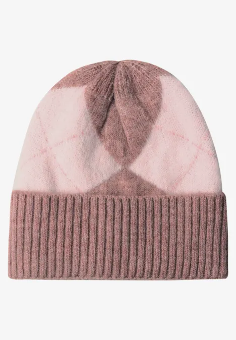 Beanie mit Argyle-Muster vintage blush mel.