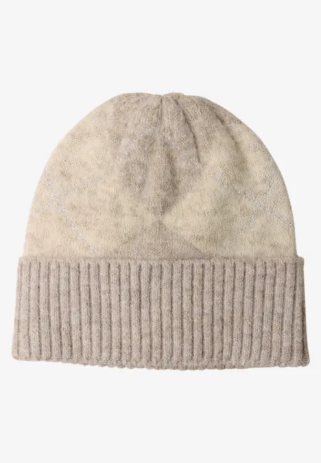 Beanie mit Argyle-Muster barley beige mel.