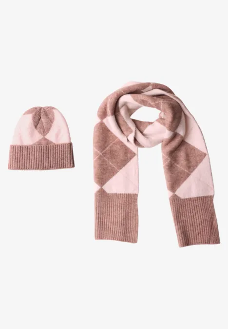 Langer Schal mit Argyle-Muster vintage blush mel.