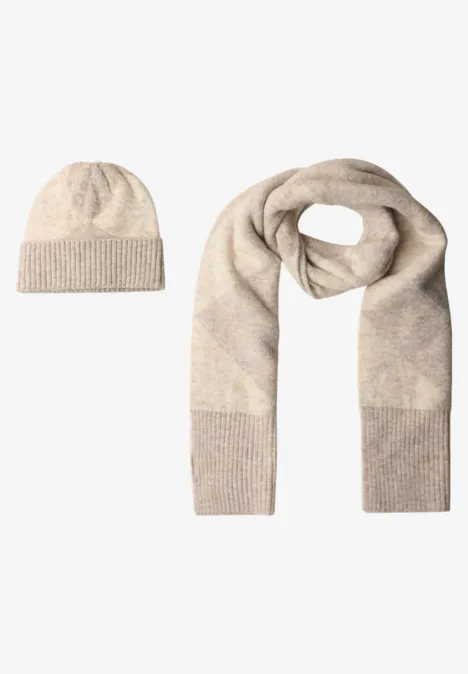 Langer Schal mit Argyle-Muster barley beige mel.