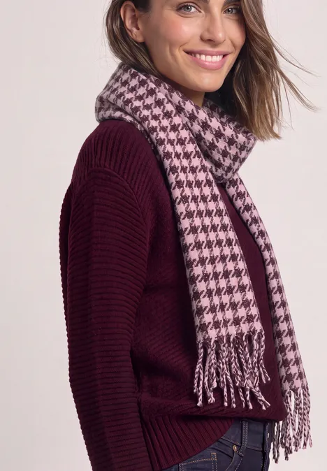 Schal mit Houndstoothmuster und Glitzer rustic rouge