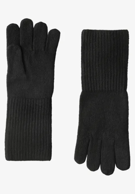 Fijngebreide handschoenen in effen kleuren Black