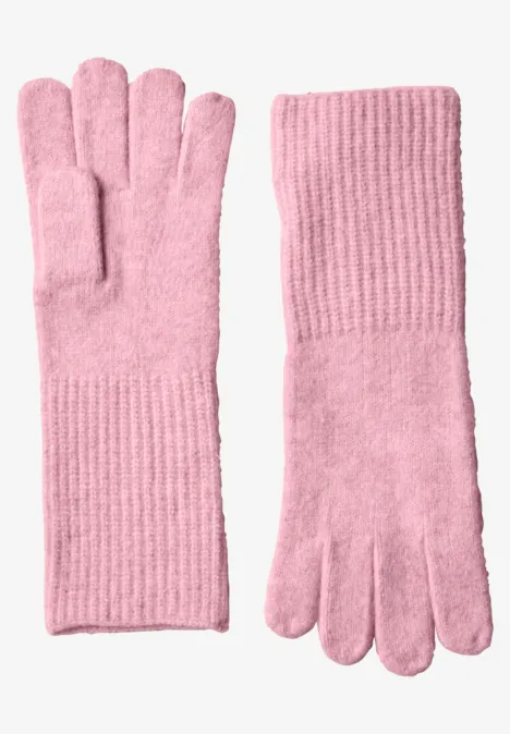 Rękawiczki z cienkiej dzianiny w jednolitym kolorze vintage blush mel.