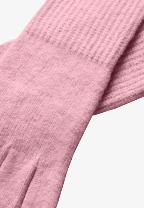 Rękawiczki z cienkiej dzianiny w jednolitym kolorze vintage blush mel.