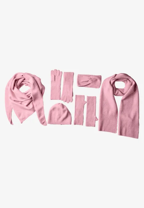 Rękawiczki z cienkiej dzianiny w jednolitym kolorze vintage blush mel.