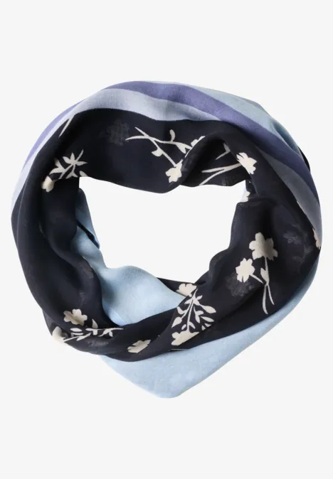Loop-sjaal met bloemmotief indigo night