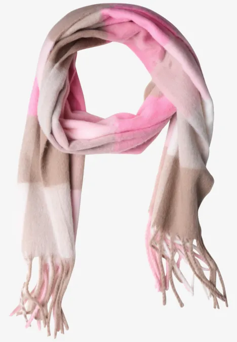 Langer Madras Schal mit Fransen vintage blush