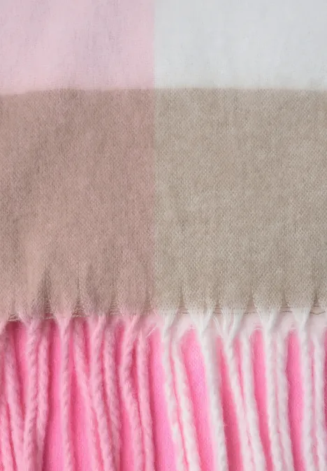 Langer Madras Schal mit Fransen vintage blush