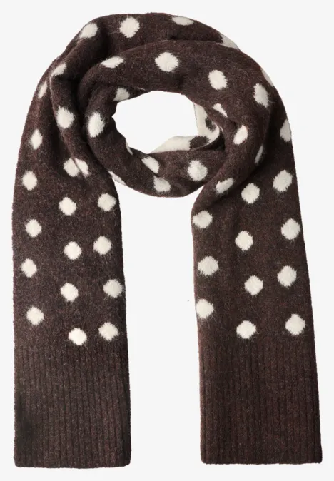 Lange sjaal met stippenpatroon berry plum mel.