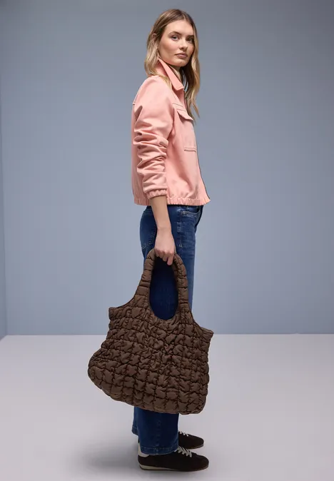 Gewatteerde shopper mahogany brown